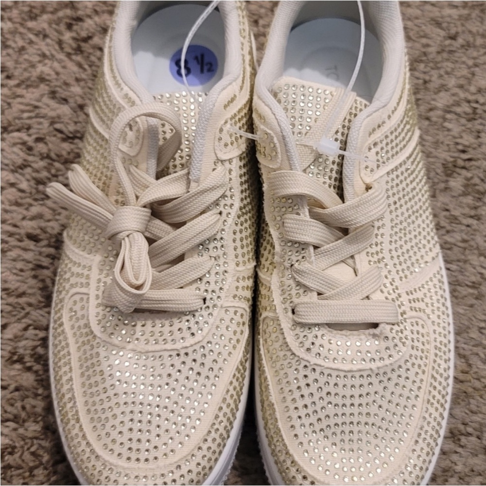 Cream rhinestone Sneakers